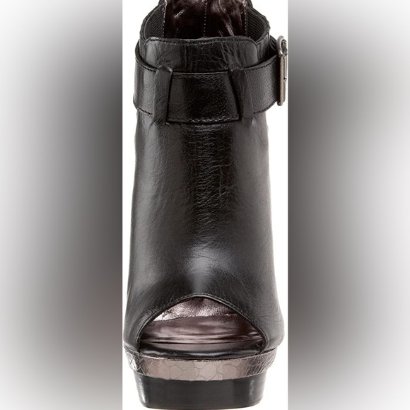 STEVE MADDEN | Mainst‎ Leather Peep Toe Booties Black Silver Snakeskin 6M - Picture 7 of 16